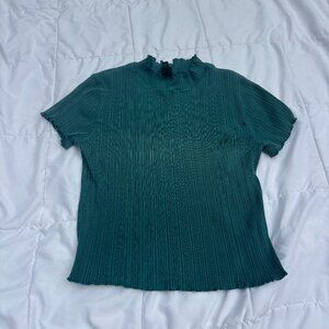 Dark teal half turtleneck top